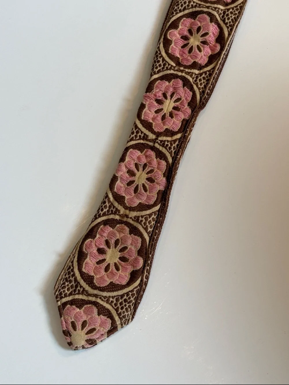 Hadley Pollet Embroidered Floral Belt - Pink Blue Flowers - Approx M/L